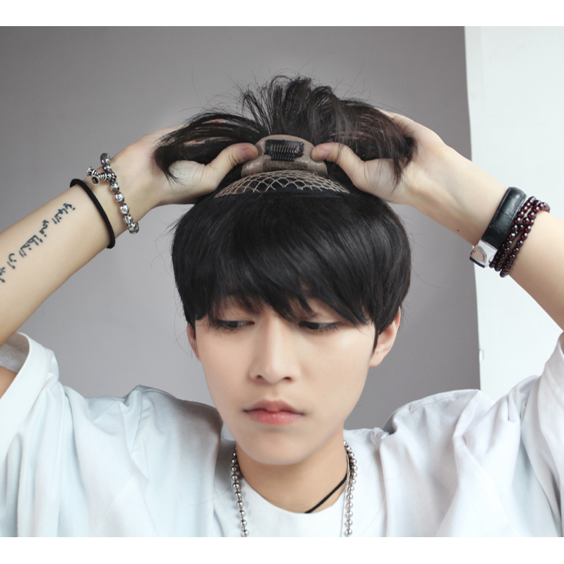 假髮片 男生補髮片 頭頂假髮 全真髮-手織工藝 透氣內網 逼真頭皮 遮白髮 掉髮 增髮量 禿頭【黑二髮品】ONF-細節圖3