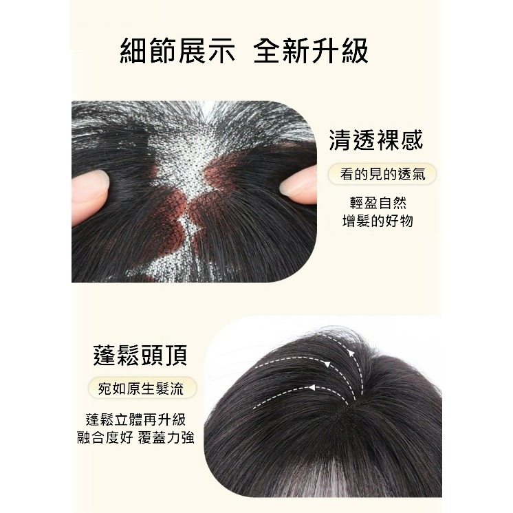 頭頂髮片 女生假髮片 頭頂前額補髮 全真髮- 手織內網 蓬鬆自然 透氣舒適【黑二髮品 】OYN-細節圖6