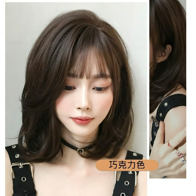 整頂假髮 假髮 空氣瀏海 高溫絲 鎖骨髮-中長髮型 直髮 cosplay 髮套 逼真【黑二髮品】OTAA-規格圖7