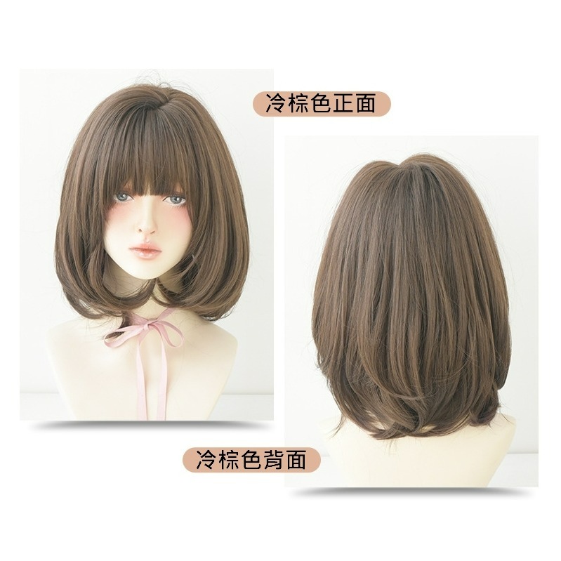 整頂假髮 假髮 空氣瀏海 高溫絲 鎖骨髮-中長髮型 直髮 cosplay 髮套 逼真【黑二髮品】OTAA-規格圖7