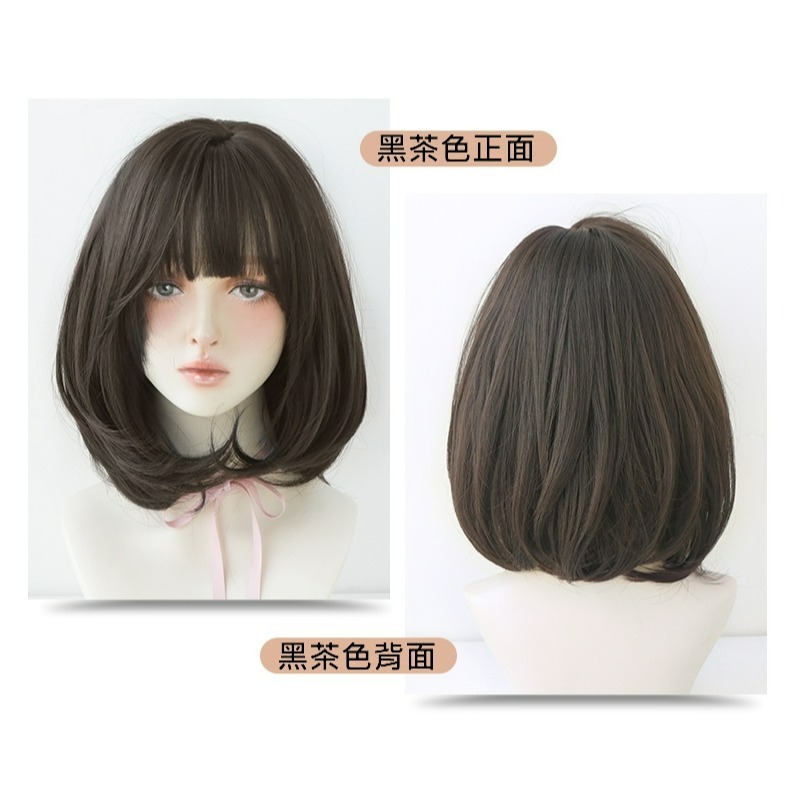 整頂假髮 假髮 空氣瀏海 高溫絲 鎖骨髮-中長髮型 直髮 cosplay 髮套 逼真【黑二髮品】OTAA-規格圖7