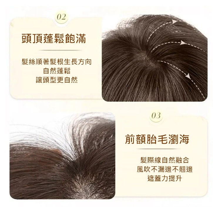 女生頭頂髮片 遮蓋整頭 大波浪髮型 頭頂假髮片- 改變髮型 蓬鬆假髮 真髮混高溫絲【黑二髮品】TGZ5-細節圖8