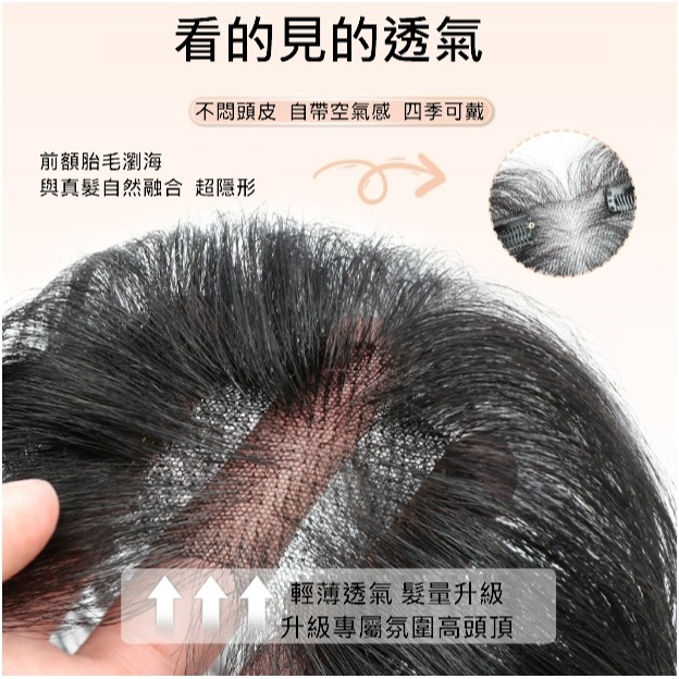 瀏海髮片 頭頂髮片 全真髮假髮片 前額補髮- 全手織內網 超輕薄 透氣 髮際線補髮【黑二髮品 】TGZ6-細節圖3