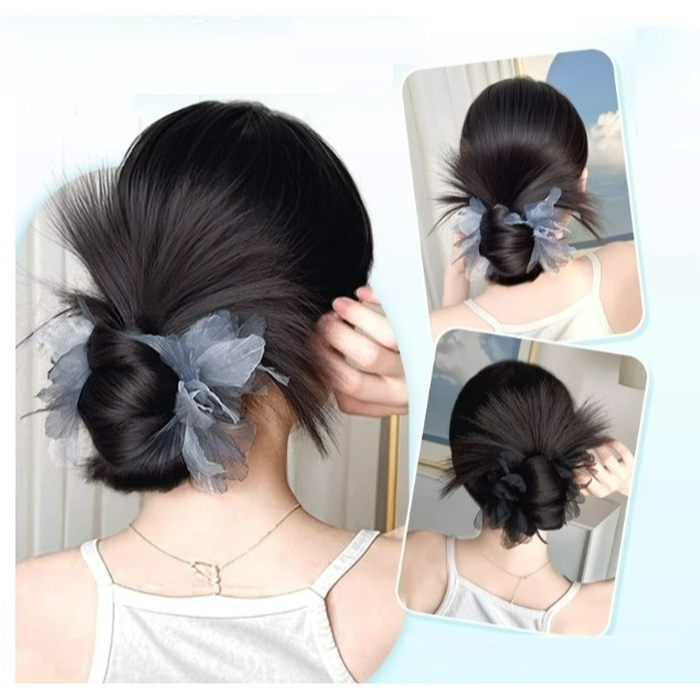 鯊魚夾 假馬尾 花朵造型 丸子頭 假髮馬尾 - 方便好夾 改變造型 甜美風【黑二髮品】TGZ7-細節圖6