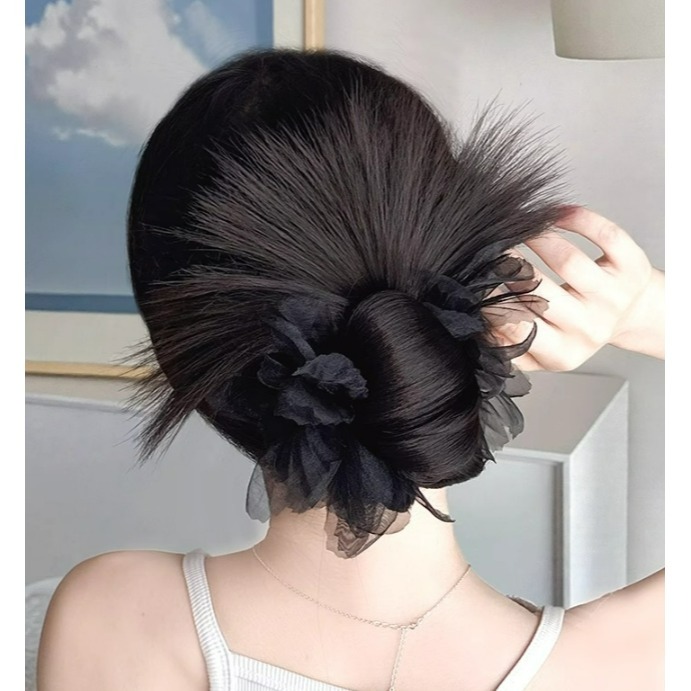 鯊魚夾 假馬尾 花朵造型 丸子頭 假髮馬尾 - 方便好夾 改變造型 甜美風【黑二髮品】TGZ7-細節圖8