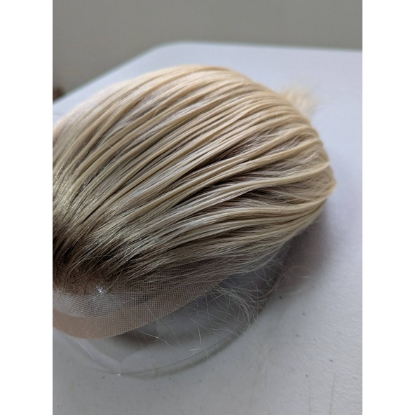 男生頭頂髮片 全真髮 假髮片-前額蕾絲更隱形 金色系髮色 潮色髮 可自行染色【黑二髮品】TLA-細節圖4