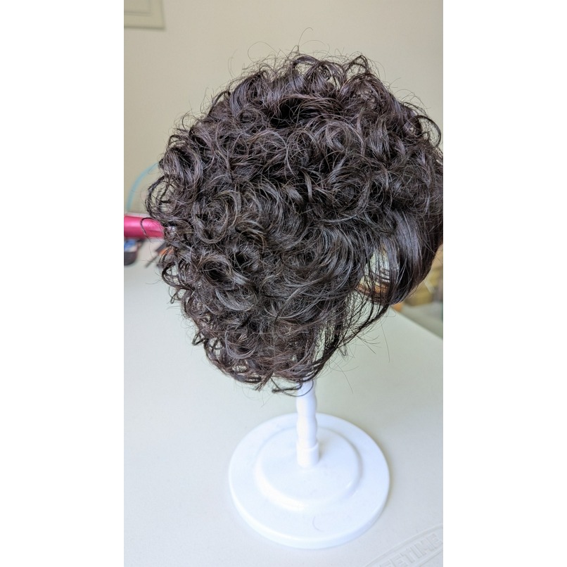 捲髮 全真人髮 短捲髮 整頂假髮 - 媽媽短捲髮髮型 蓬鬆自然 告別燙染髮 掉髮可戴 【黑二髮品】OTQN-細節圖6