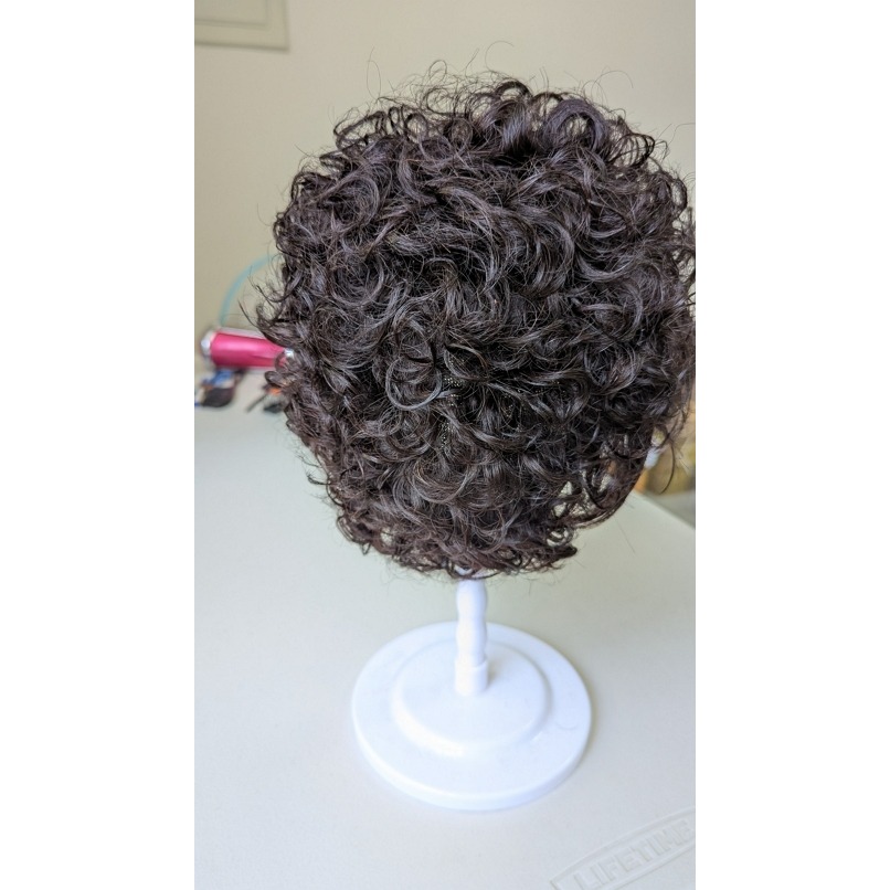 捲髮 全真人髮 短捲髮 整頂假髮 - 媽媽短捲髮髮型 蓬鬆自然 告別燙染髮 掉髮可戴 【黑二髮品】OTQN-細節圖7