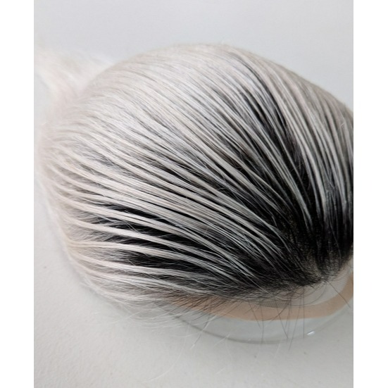 男生髮片 真髮髮片 頭頂假髮片 黏貼假髮 - 前額蕾絲 銀色系髮色 更亮眼 【黑二髮品】TLB-細節圖4