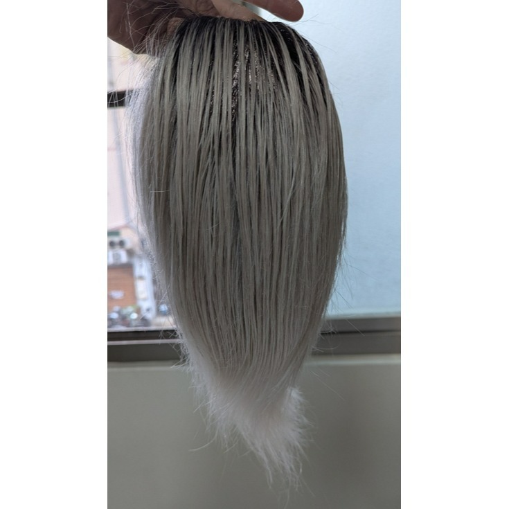 男生髮片 真髮髮片 頭頂假髮片 黏貼假髮 - 前額蕾絲 銀色系髮色 更亮眼 【黑二髮品】TLB-細節圖7