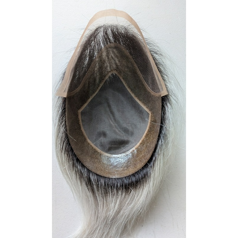 男生髮片 真髮髮片 頭頂假髮片 黏貼假髮 - 前額蕾絲 銀色系髮色 更亮眼 【黑二髮品】TLB-細節圖11