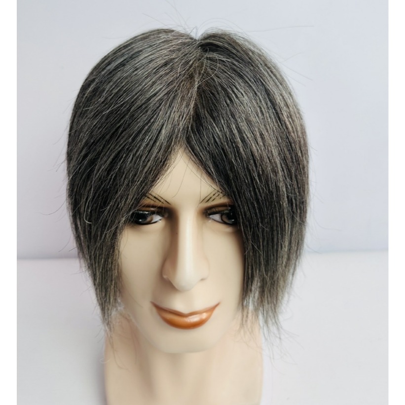 男士頭頂髮片 花白髮 全真髮 黏貼式髮片 - 頭頂補髮 增加髮量 改變髮型 更自信【不然飾】THJ-細節圖2