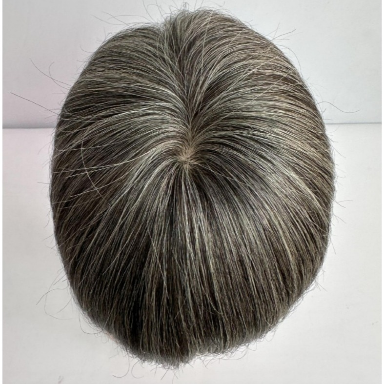 男士頭頂髮片 花白髮 全真髮 黏貼式髮片 - 頭頂補髮 增加髮量 改變髮型 更自信【不然飾】THJ-細節圖4