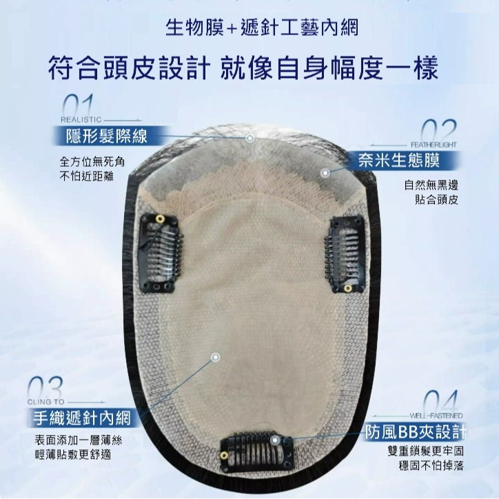 前額生物頭皮 假髮片 全真髮 女生髮片-頭頂補髮 更貼合 無痕 增加髮量 遮白髮【黑二髮品】THL-細節圖3