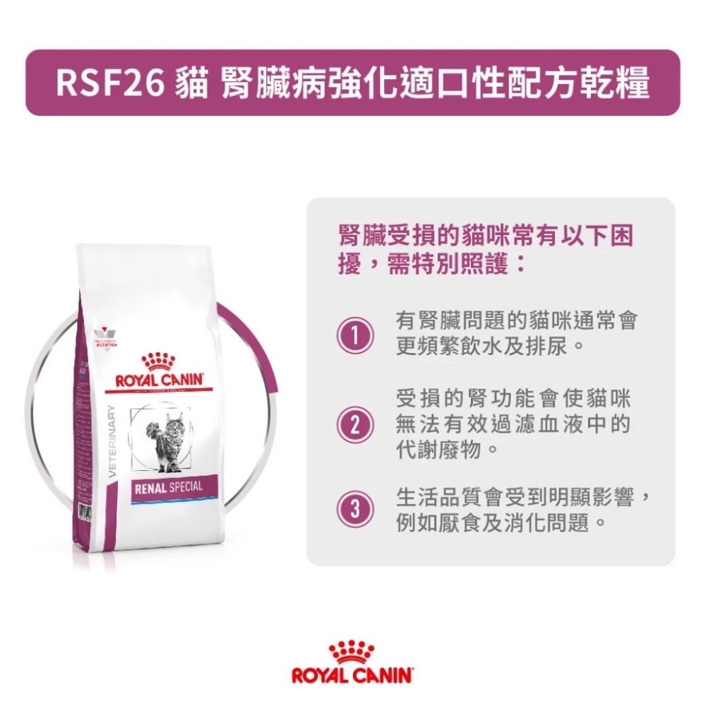 皇家貓飼料 處方飼料 RSF26 貓 腎臟病強化適口性配方 4kg-細節圖5