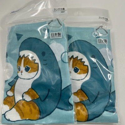 日本帶回 現貨 日本製 Skater mofusand 貓福珊迪 插畫 貓咪 鯊魚 純棉 新款束口袋 午餐袋