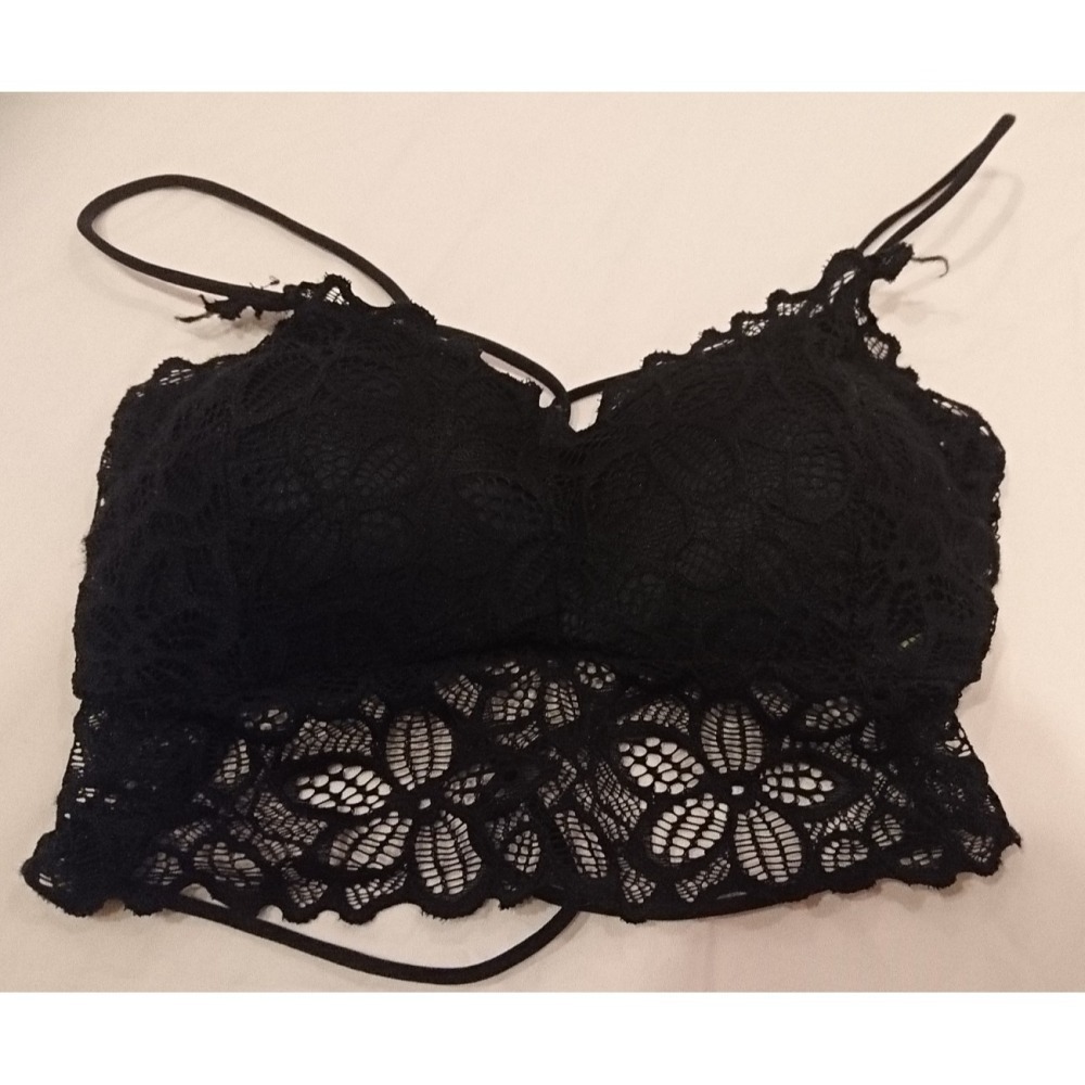 全新品 無鋼圈 加厚胸墊 黑色 性感勾引  美背交叉 雙細帶 蕾絲 內搭 內衣 情趣睡衣 (A~B罩杯) 沙灘 比基尼-細節圖2