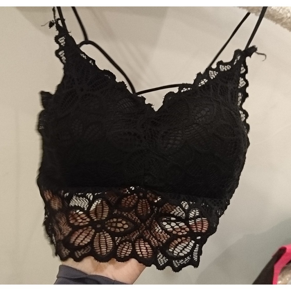 全新品 無鋼圈 加厚胸墊 黑色 性感勾引  美背交叉 雙細帶 蕾絲 內搭 內衣 情趣睡衣 (A~B罩杯) 沙灘 比基尼-細節圖4