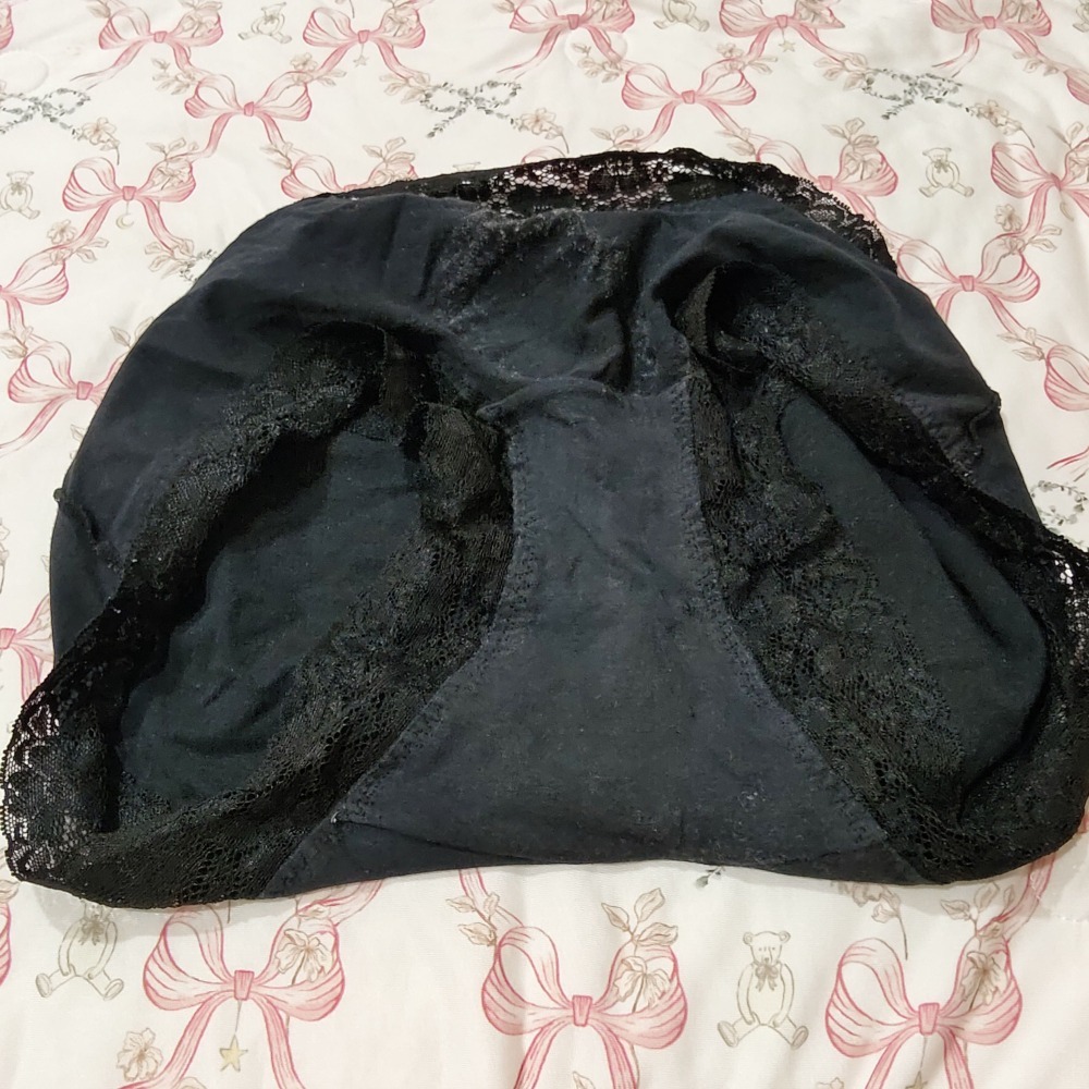 黑色 中腰 蕾絲 舊 親膚棉布料 手感好 無痕 四角內褲 尺寸XL (無破損 如照實拍)-細節圖5