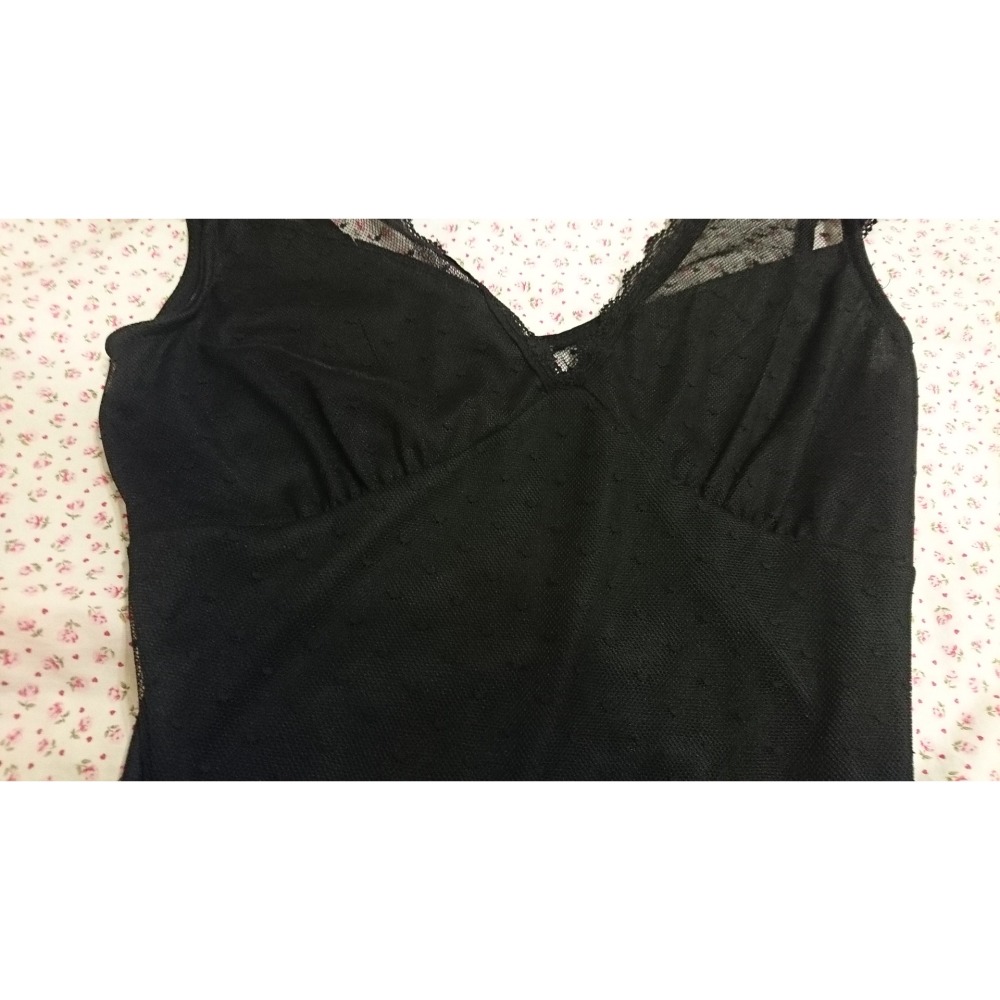 LUC-CE品牌 英國購入 黑色 性感 網紗 連身衣 連體衣 包屁衣 褲檔兩個鈕釦 尺寸: L ( M~L可穿,微彈性)-細節圖2