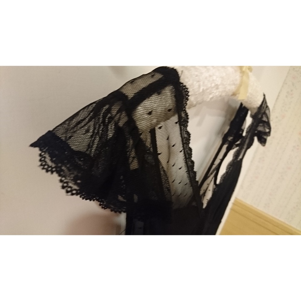 LUC-CE品牌 英國購入 黑色 性感 網紗 連身衣 連體衣 包屁衣 褲檔兩個鈕釦 尺寸: L ( M~L可穿,微彈性)-細節圖5