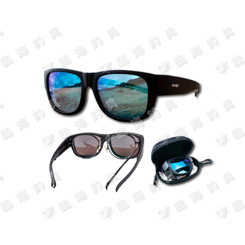 臨海釣具 24H營業/RONIN 獵漁人 抗海水鍍膜偏光鏡 折疊偏光鏡/套鏡式偏光鏡 釣魚偏光鏡-細節圖2