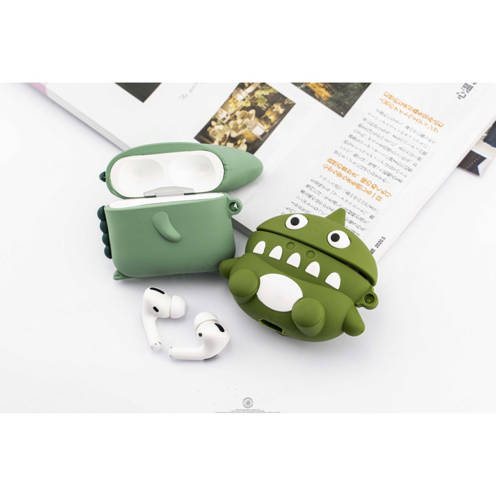 韋德機車精品 AirPods 1/2 & Pro 呆獸小鱷魚 保護套 殼套 耳機保護套 外殼 光面 防刮 藍芽無線-細節圖2