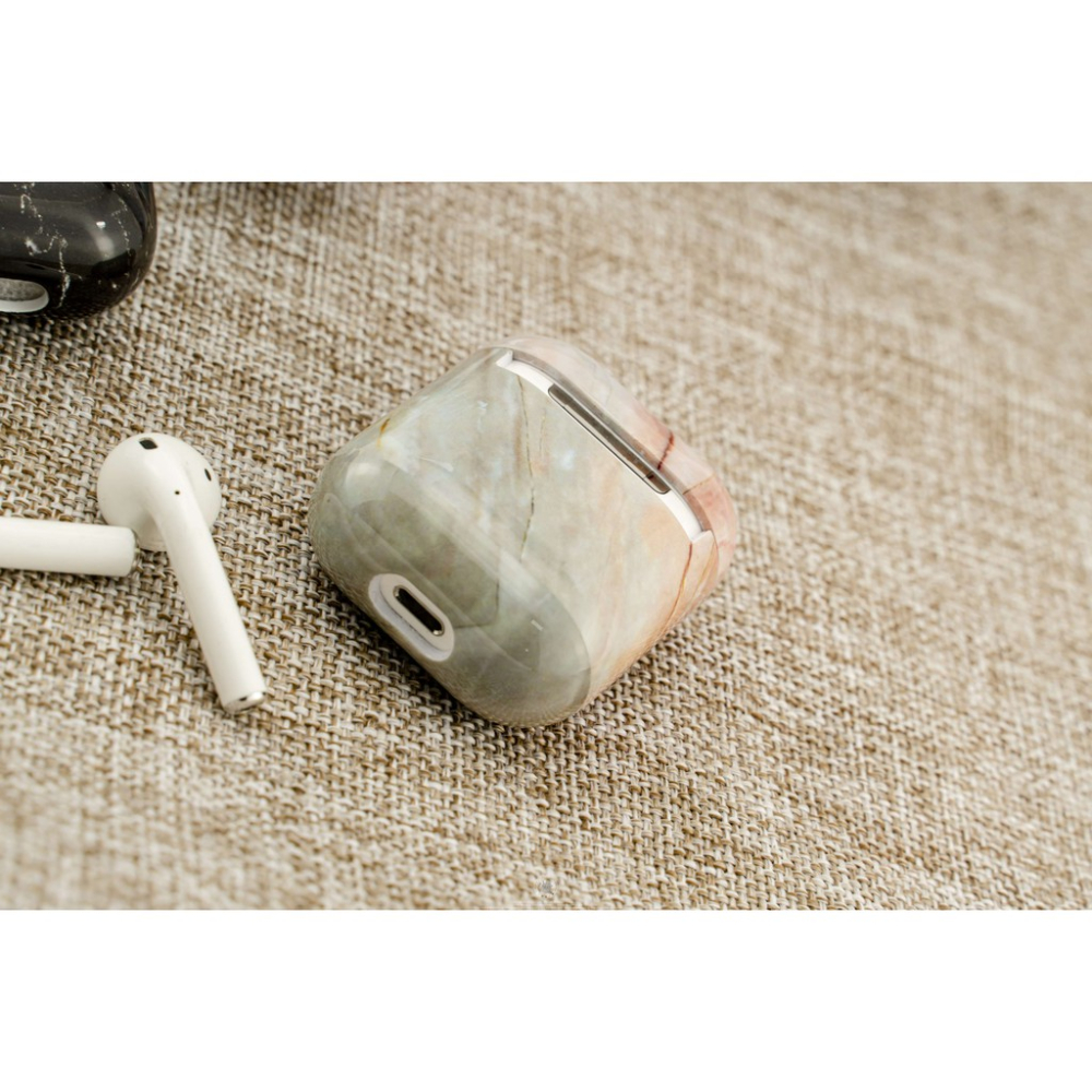 韋德機車精品 AirPods 1-2代 大理石保護套 殼套 硬殼 耳機保護套 外殼 光面 防刮 藍芽無線耳機 黑色-細節圖3