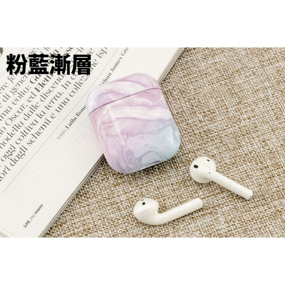 韋德機車精品 AirPods 1-2代 大理石保護套 殼套 硬殼 耳機保護套 外殼 光面 防刮 藍芽無線耳機 黑色-細節圖5