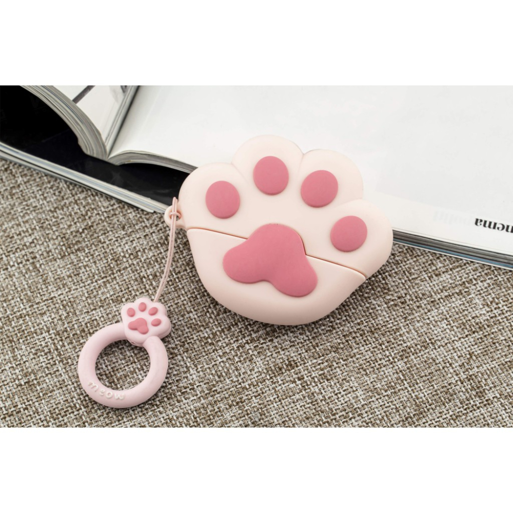 韋德機車精品 卡通款 AirPods3 無線耳機保護套 白貓爪 貓掌款 保護殼 矽膠 便利充電孔設計 airpods-細節圖2