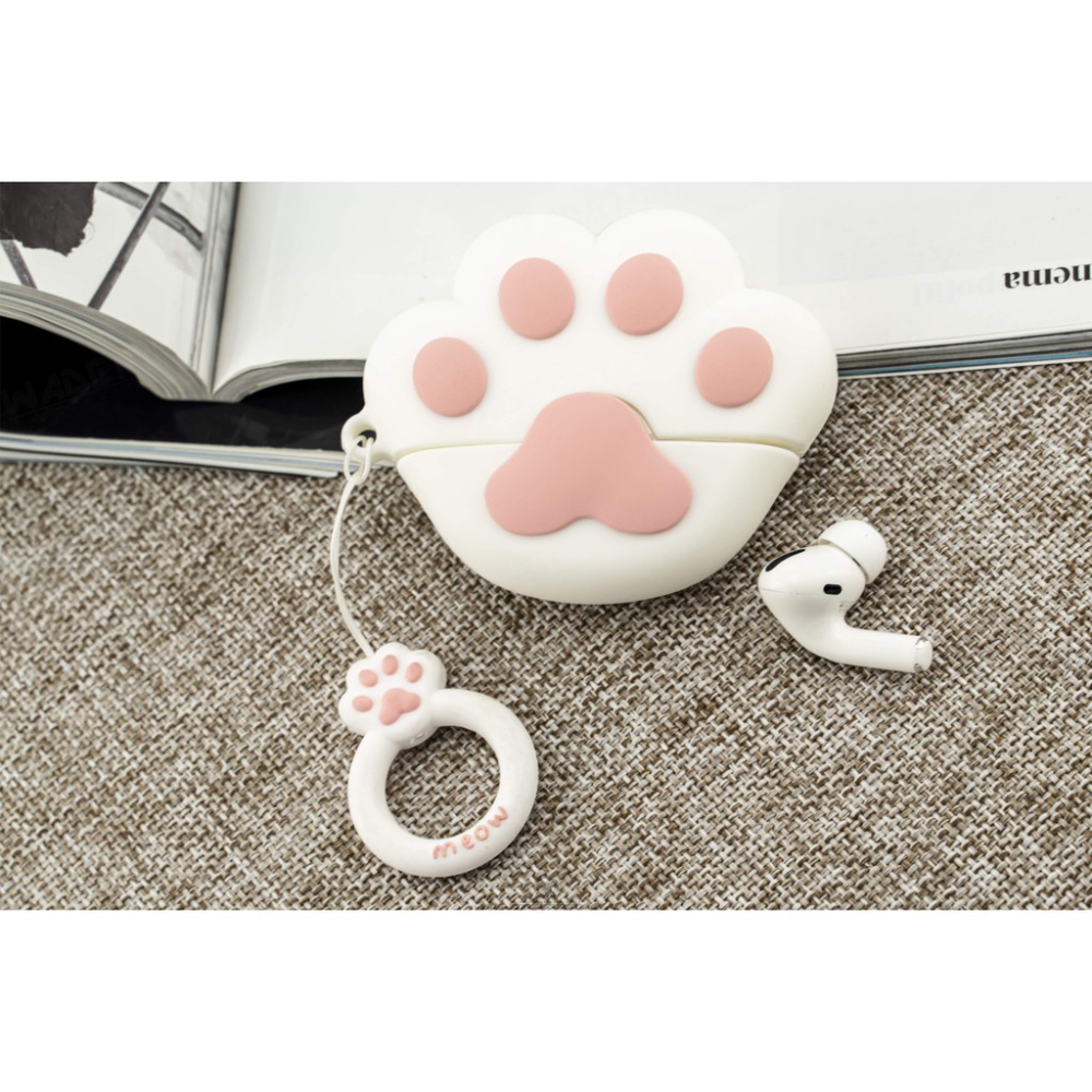 韋德機車精品 卡通款 AirPods3 無線耳機保護套 白貓爪 貓掌款 保護殼 矽膠 便利充電孔設計 airpods-細節圖5