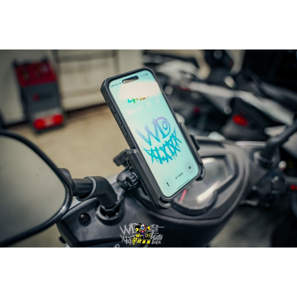 韋德機車精品 DDC 快拆手機架 橫放手機架 手機架 機車手機架 車鏡板 適用 JETSL DRG XMAX 七代戰-細節圖2