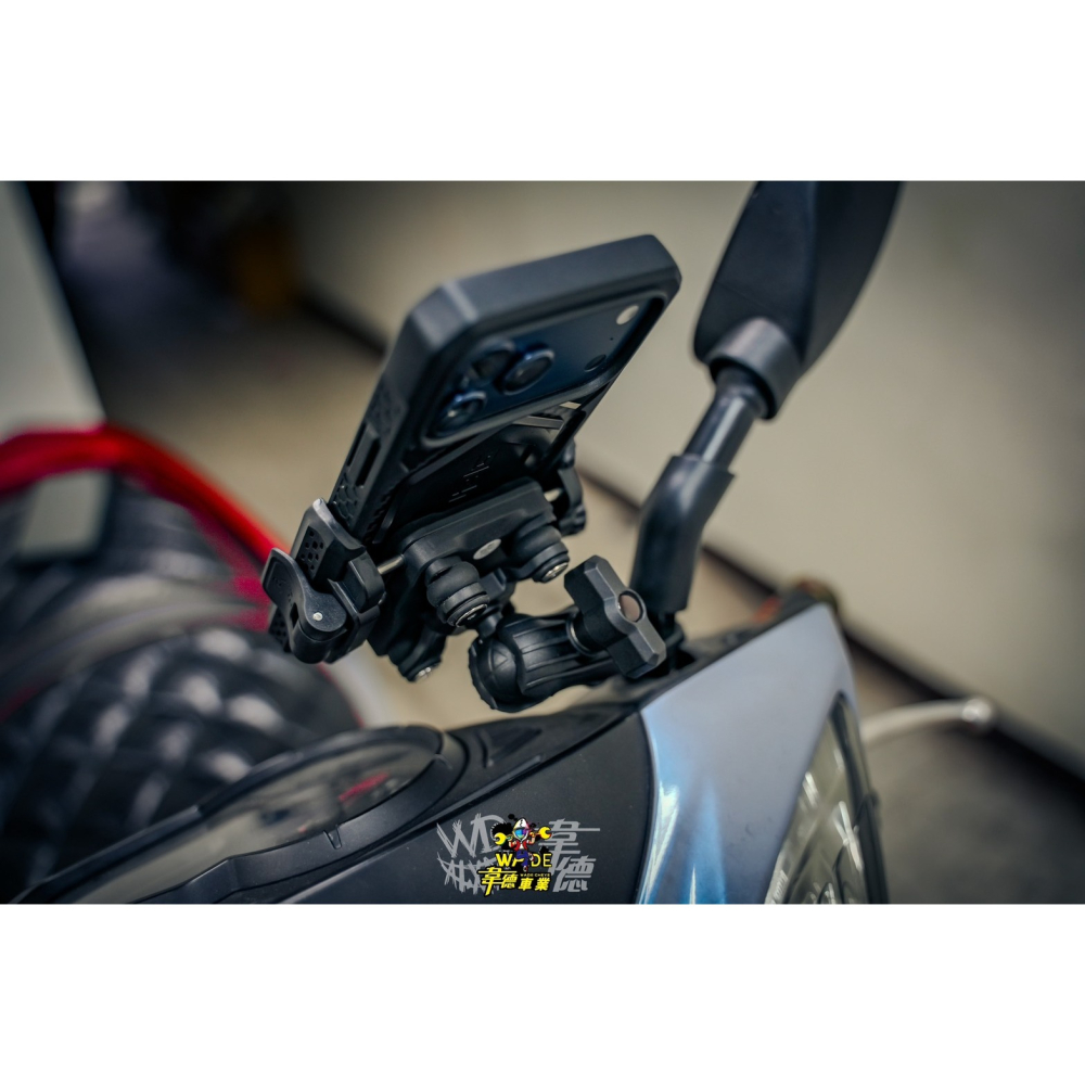 韋德機車精品 DDC 快拆手機架 橫放手機架 手機架 機車手機架 車鏡板 適用 JETSL DRG XMAX 七代戰-細節圖3