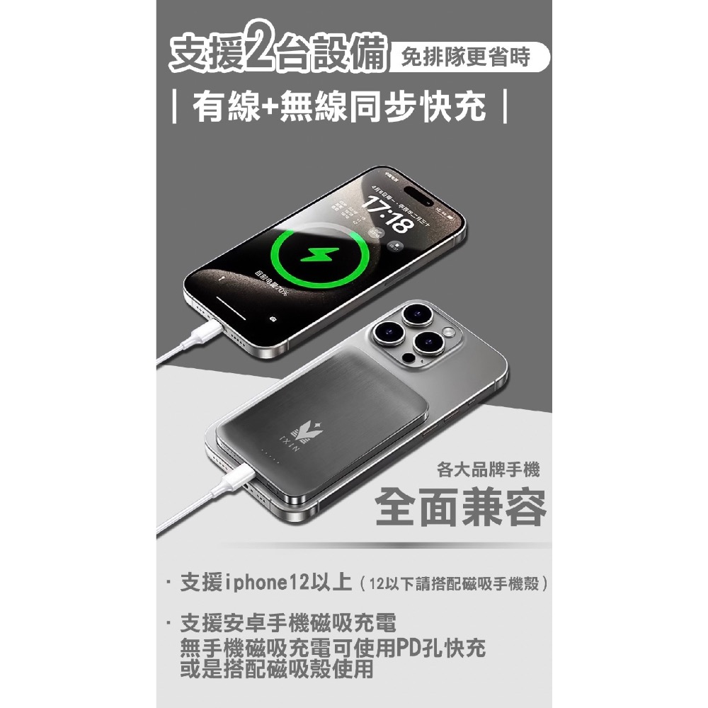 充電商品｜iXIN超薄磁吸行動電源-細節圖5