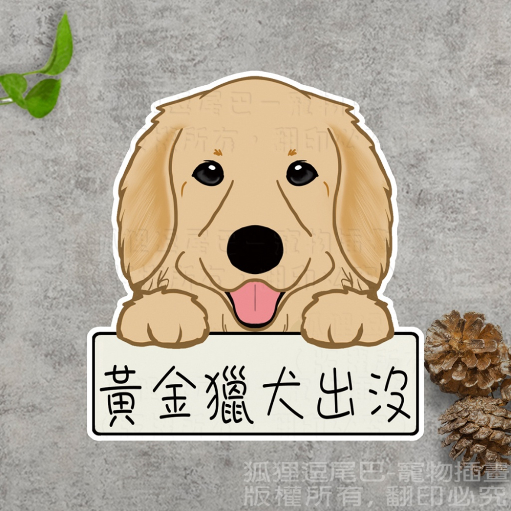 現貨 黃金獵犬出沒貼紙/拉不拉多犬拉布拉多出沒 防曬防水貼紙  車貼 安全帽 行李箱 露營貼-細節圖2