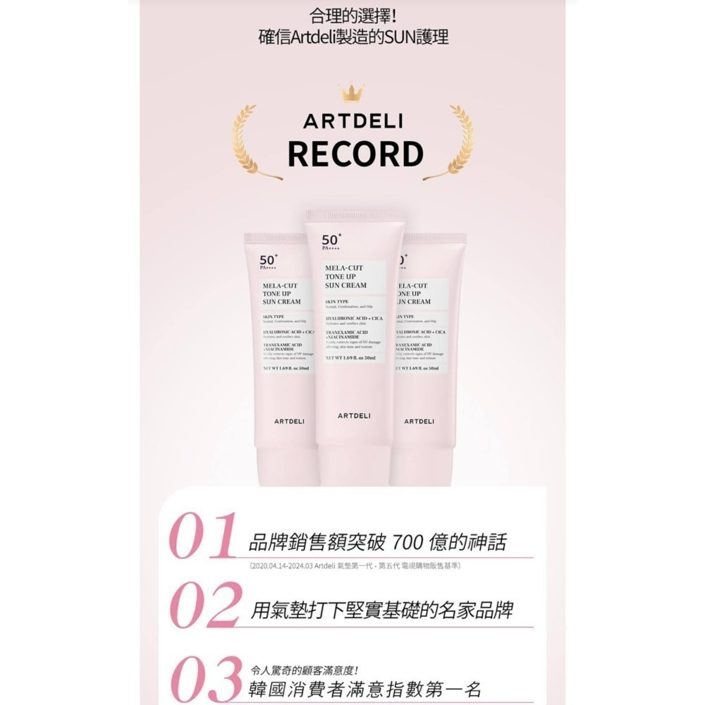 韓國Artdeli SPF50++++ 零油防曬美顏霜50ml/ Artdeli 斑點修護潤色防曬霜-細節圖3
