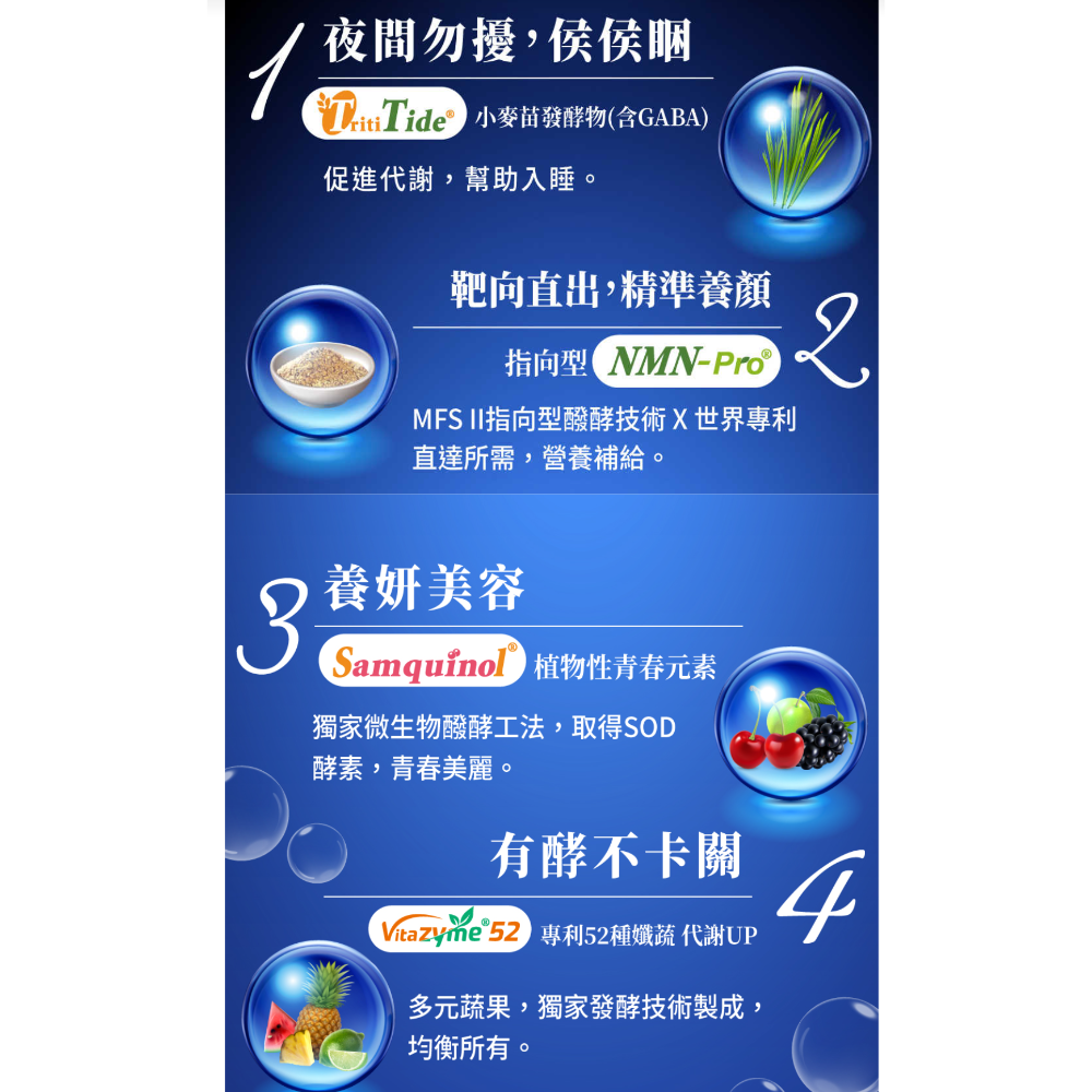 大漢酵素 明日美夜酵美粉Plus 2.5gX30包/盒(侯佩岑代言 舒眠 美妍升級  獨家專利)-細節圖3