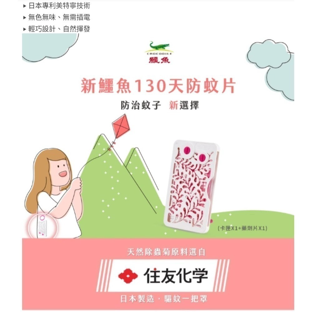 鱷魚牌日本製130天長效防蚊片全新升級款[1卡匣+1藥劑片]-細節圖2