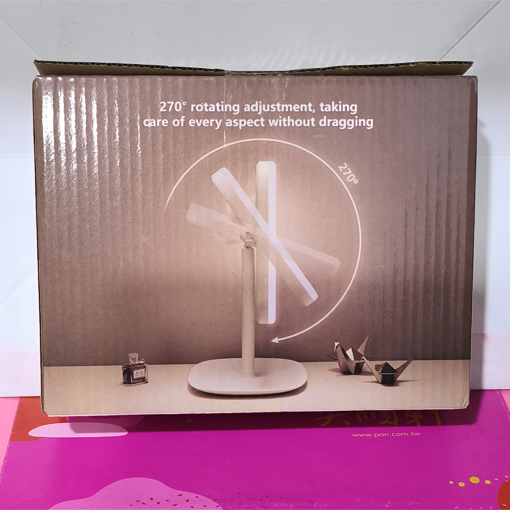 LED 觸控調光桌上型化妝鏡 三色光 270°角度調整 鏡子底盤可置物 附充電線 白色-細節圖2