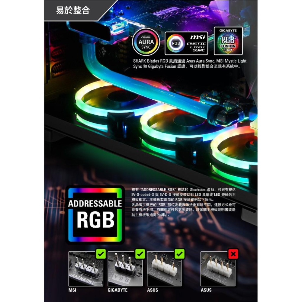 旋剛 SHARK BLADES RGB FAN 幻彩鯊魚扇-細節圖3