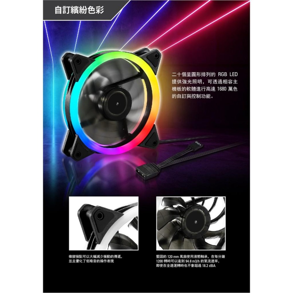 旋剛 SHARK BLADES RGB FAN 幻彩鯊魚扇-細節圖4