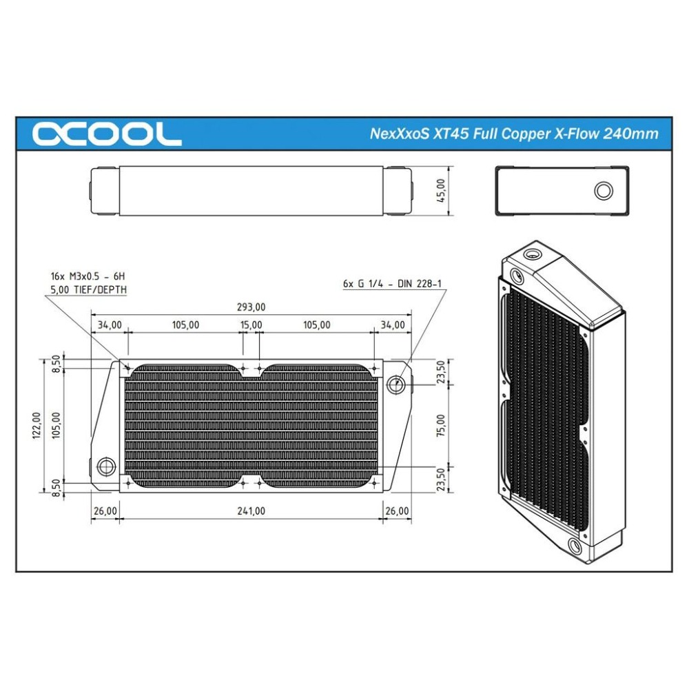 捷特 Alphacool NexXxoS XT45 Full Copper X-Flow 240mm-細節圖2