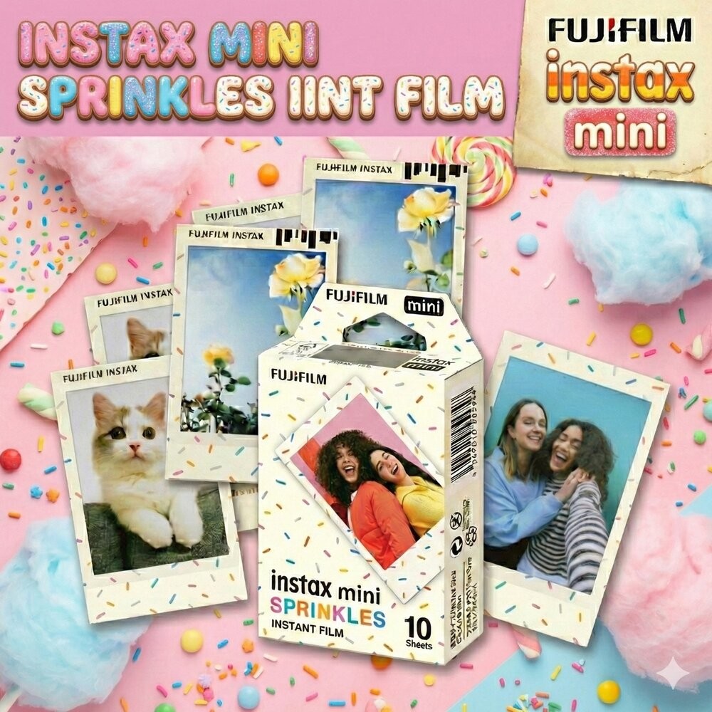 ✨富士📸 Instax Mini 花灑 拍立得 底片 10張入 繽紛糖霜邊框 日本原裝 mini機型適用 現貨📸-細節圖2