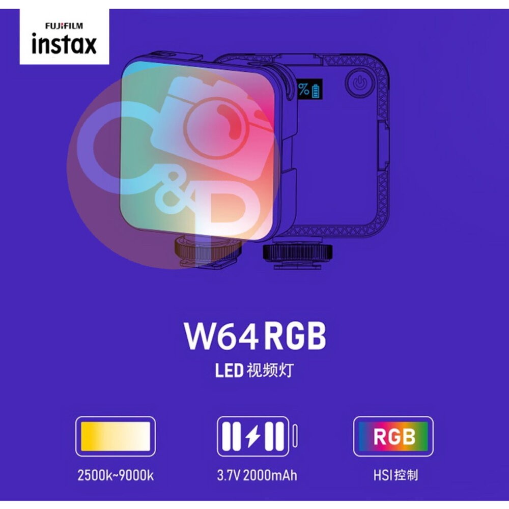 ✨富士Fujifilm🎞️ instax mini Evo 專用磁吸RGB補光燈 多色溫 原廠配件 黑色/粉色 現貨📸💡-細節圖6