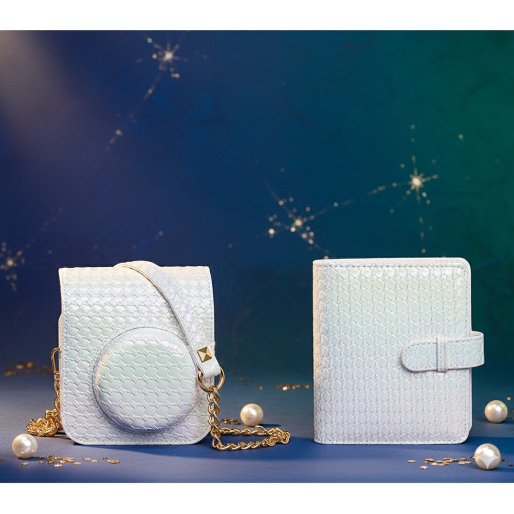 💎 現貨 富士 Instax mini 12 / 11 / 40 適用 幻彩編織紋 相機包 相冊 64枚 套裝 背帶保護-細節圖6