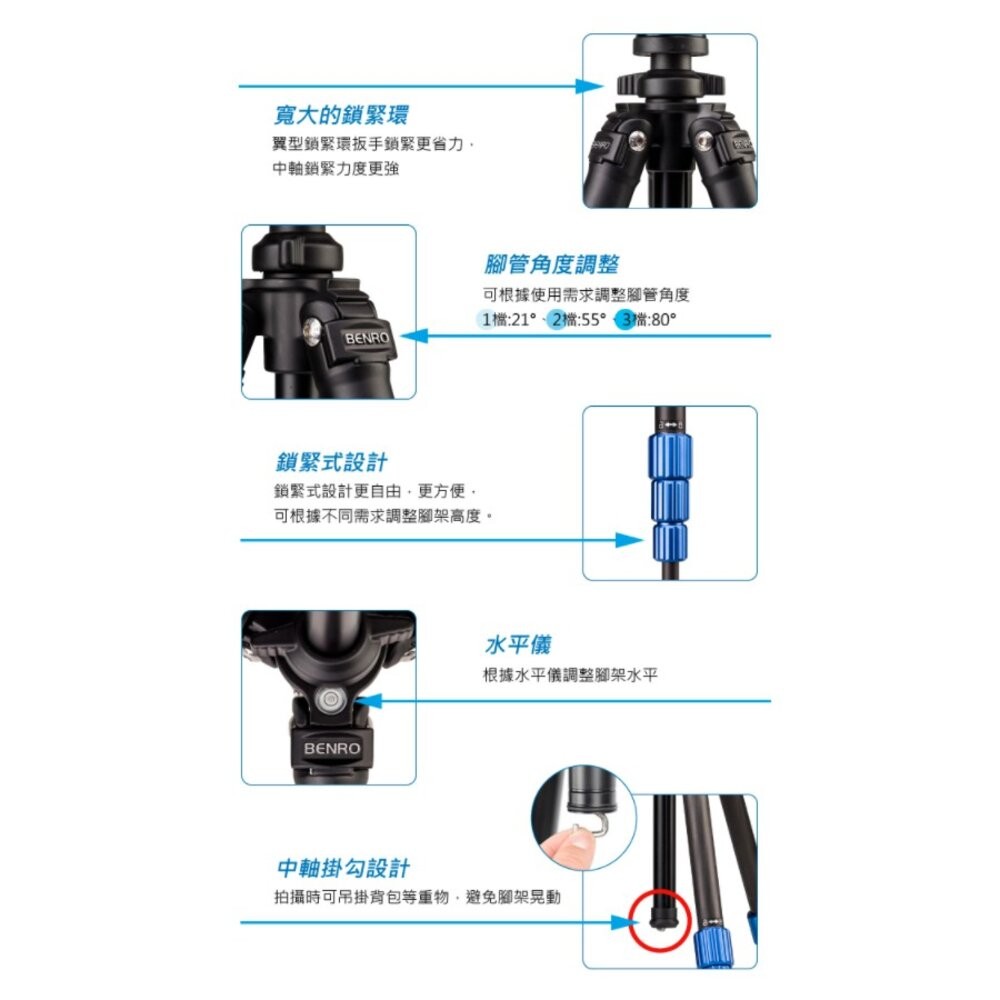 📷現貨 💯公司貨 BENRO 百諾 TSL08CN00 碳纖維 / TSL08AN00 鋁合金 腳架組-細節圖3