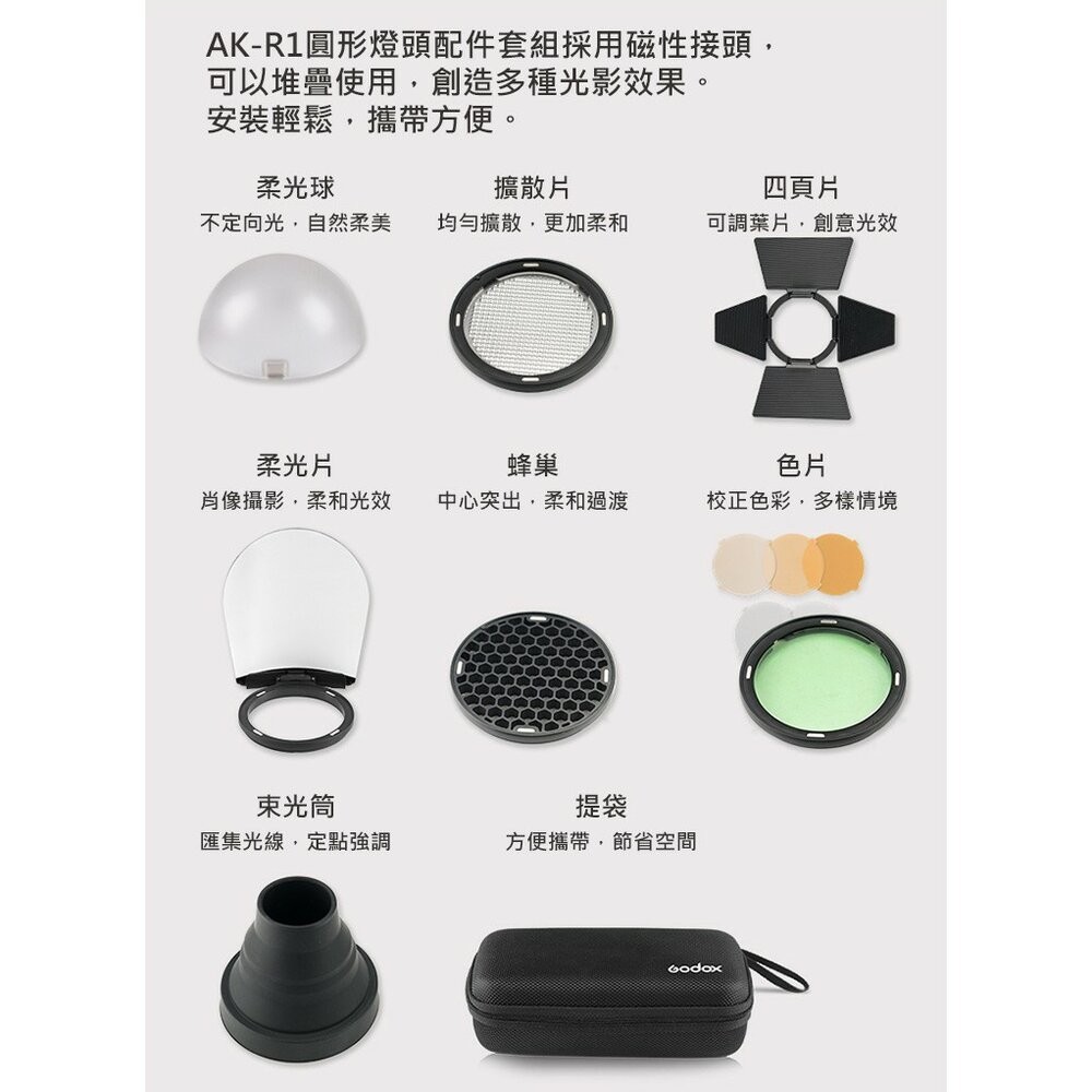 💯公司貨 Godox AK-R1 S-R1 akr1 sr1 圓形燈頭配件套組 神器 攝影📸↘特價下殺-細節圖2