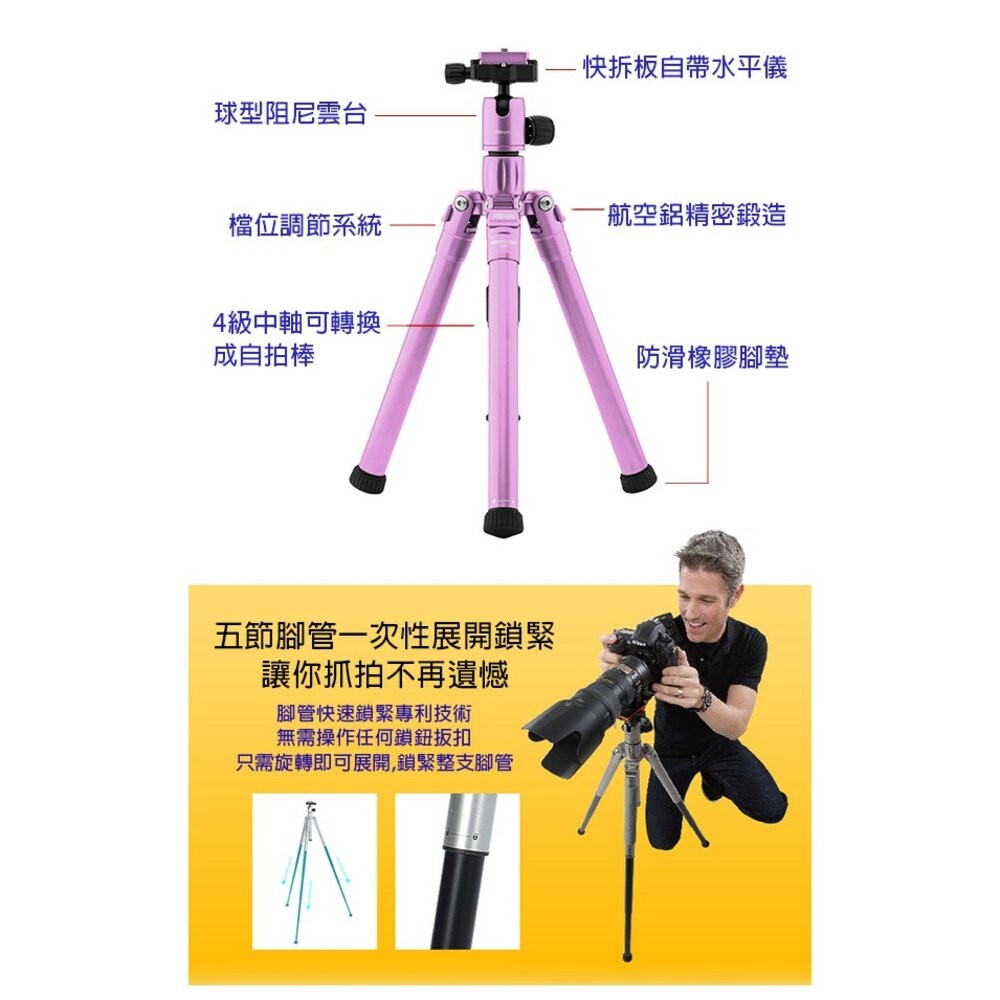 💯公司貨 MEFOTO 鎂鋁合金反折可拆腳架套組-GlobeTrotter Air  💳️刷卡-細節圖2