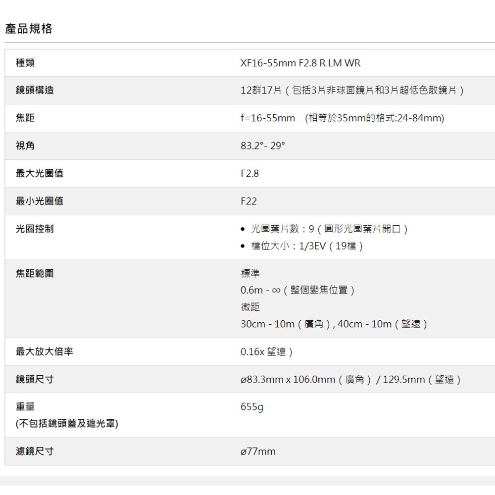 💯正品🏆公司貨 全新未拆 FUJIFILM XF 16-55mm F2.8 R LM WR 變焦鏡頭 XT30 XS10-細節圖7