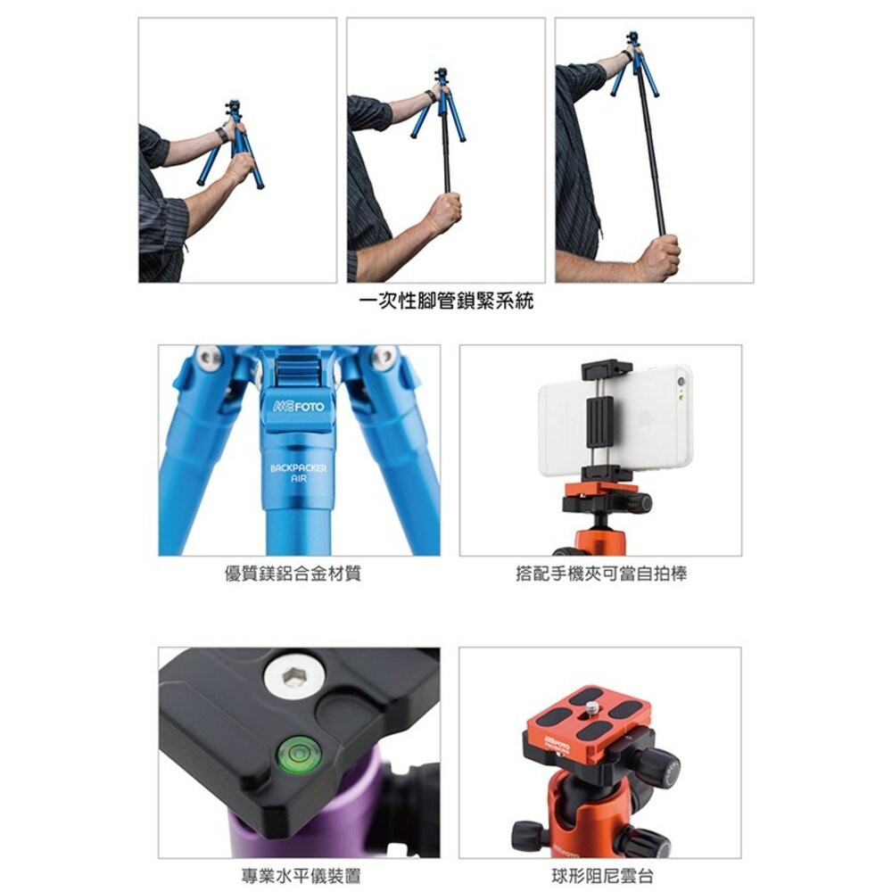 💯公司貨MeFOTO美孚】鎂鋁合金反折可拆腳架套組RoadTrip Air CpPHOTO💳️刷卡↘限時下殺-細節圖3